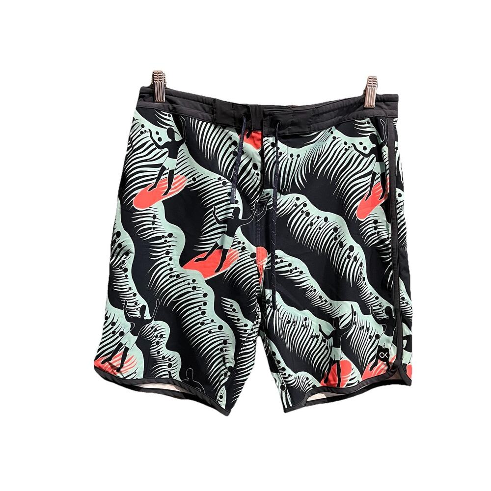 Outerknown Navy‎ Green Graphic Drawstring Men's Activewear Shorts Size 32